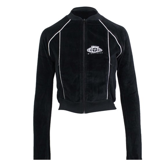 VISITOR ON EARTH Blue Velour Zip Up Sweatshirt Size S $459 - Picture 1 of 5